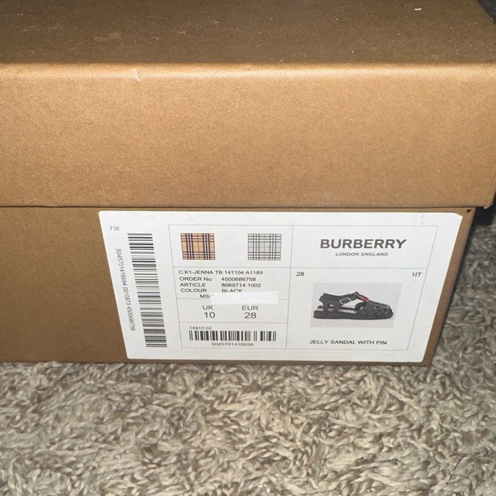 Burberry Kids Black and Red Sandals - Picture 2 of 4